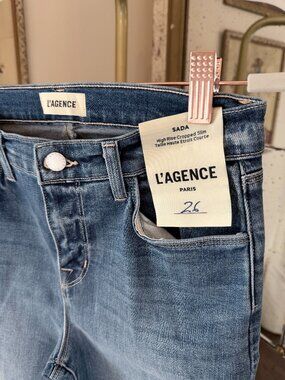 L'Agence Sada High Rise Cropped Slim-Leg Raw-Hem Ankle Jeans - Size 26 - NWT